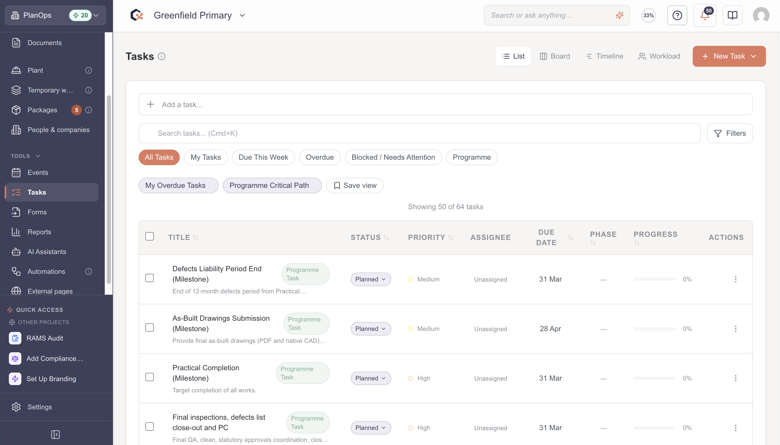 Open the My Tasks widget