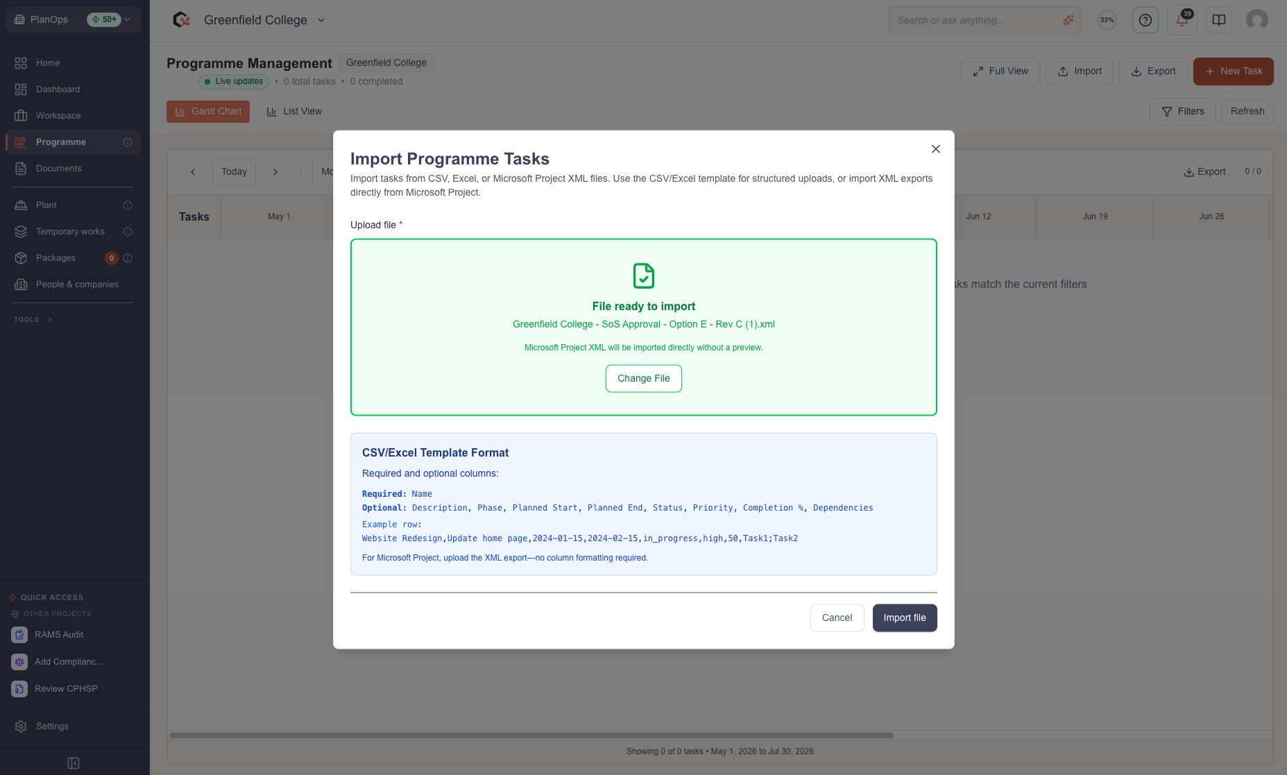 Select or drag and drop your CSV file