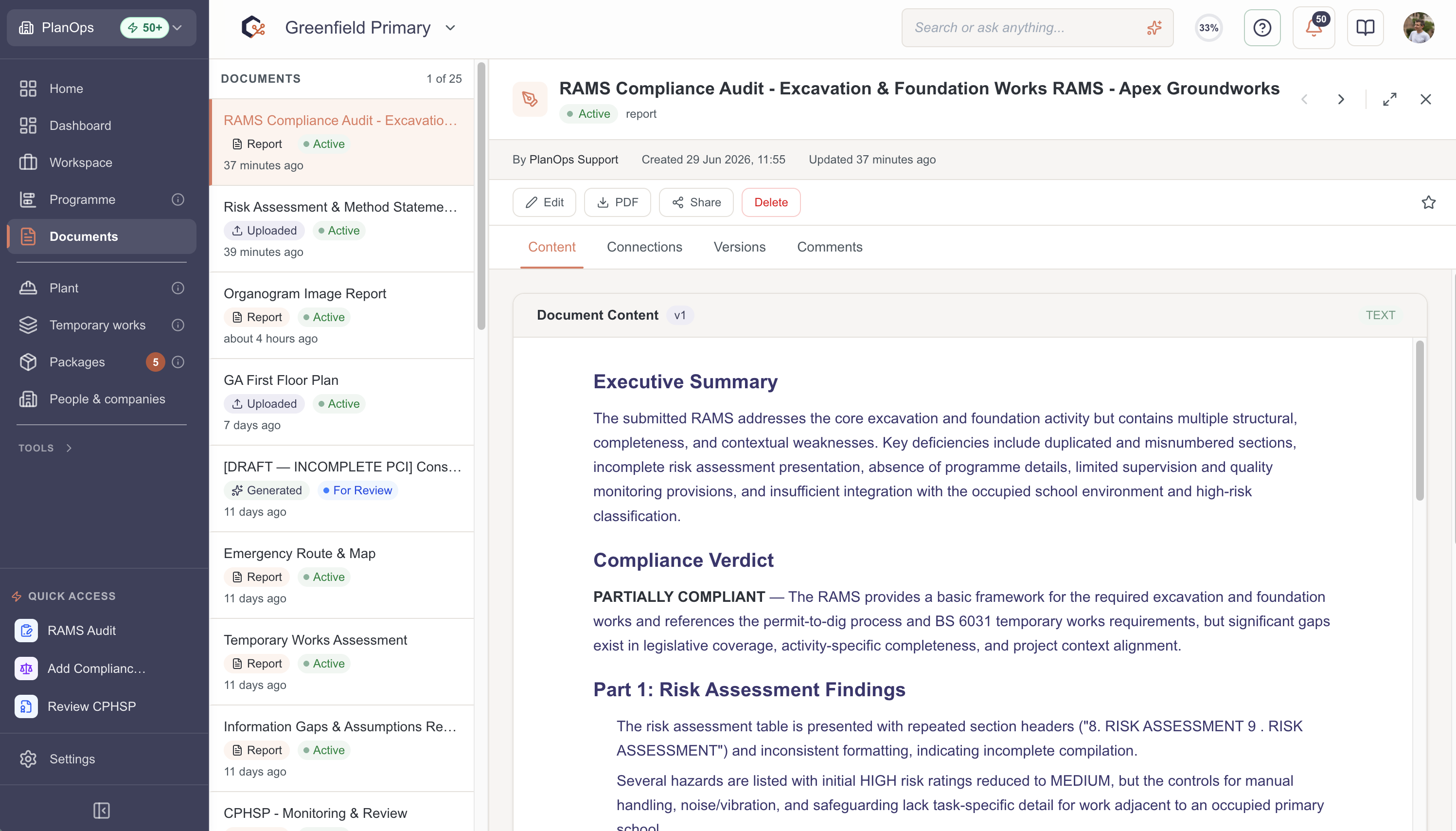 Review the current report content