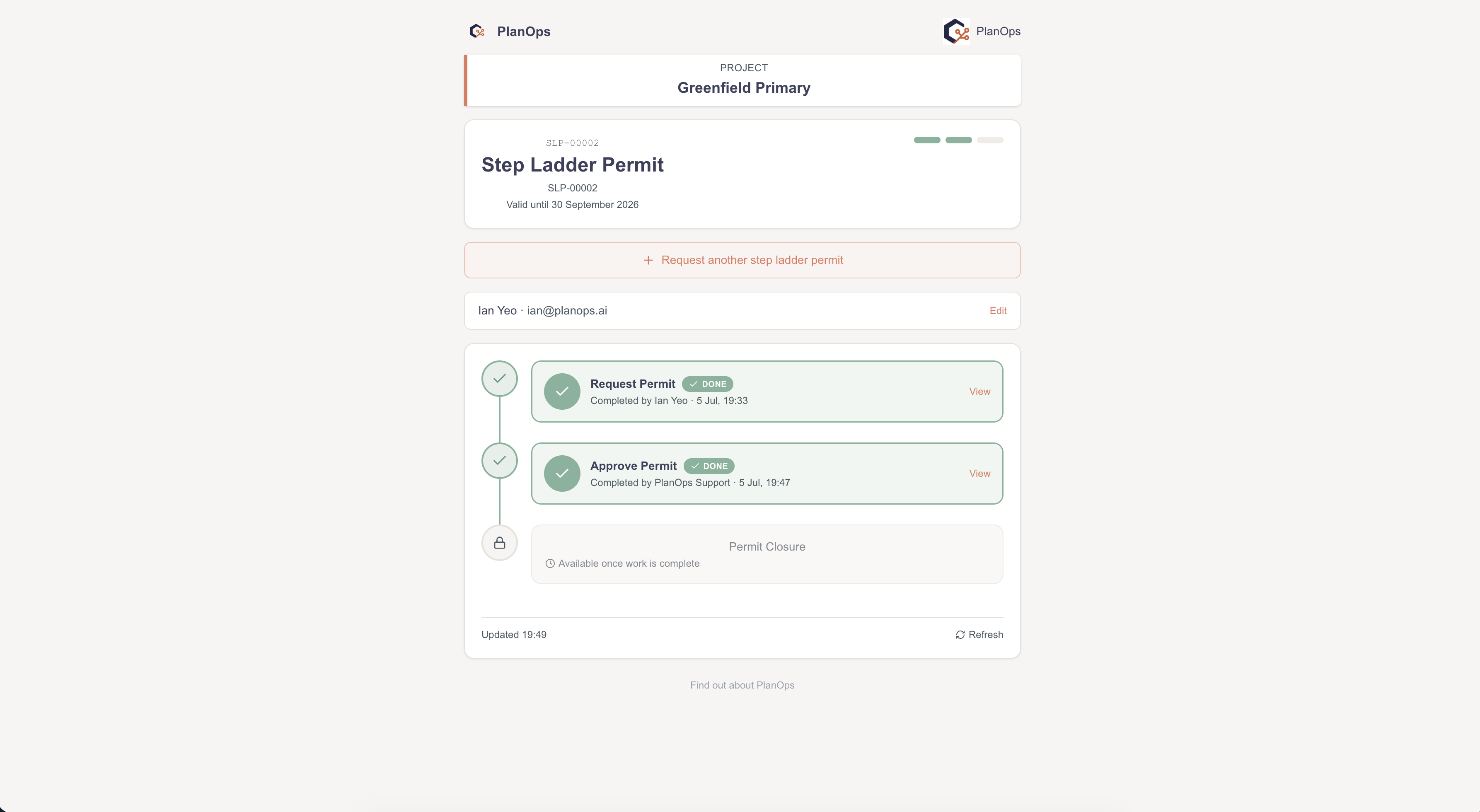 Share form status