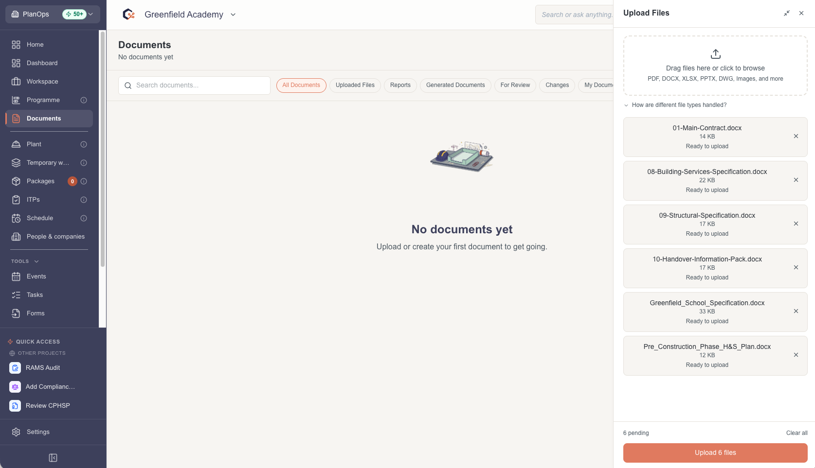 Drag and drop your files in