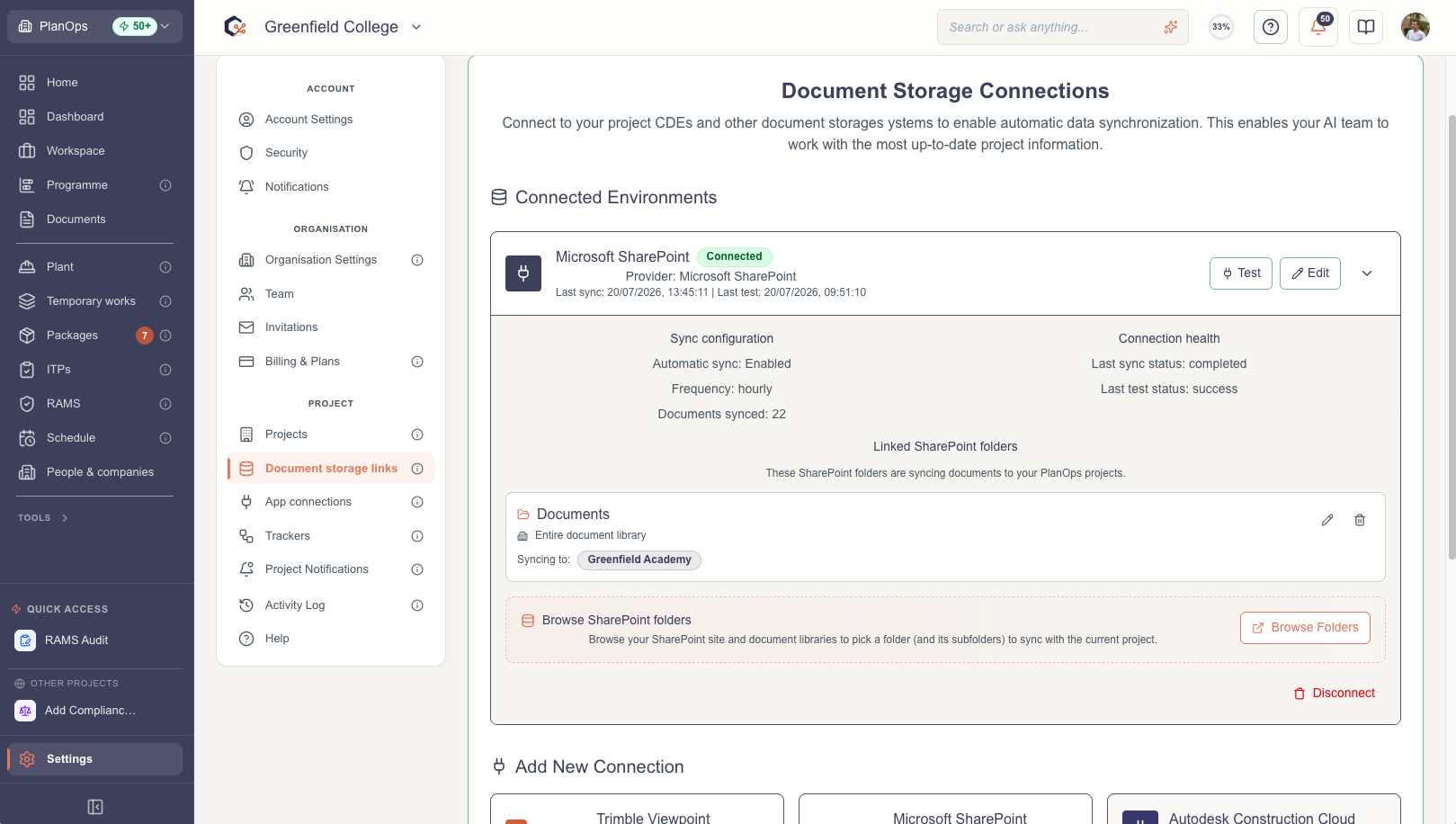 Link a SharePoint folder to your project