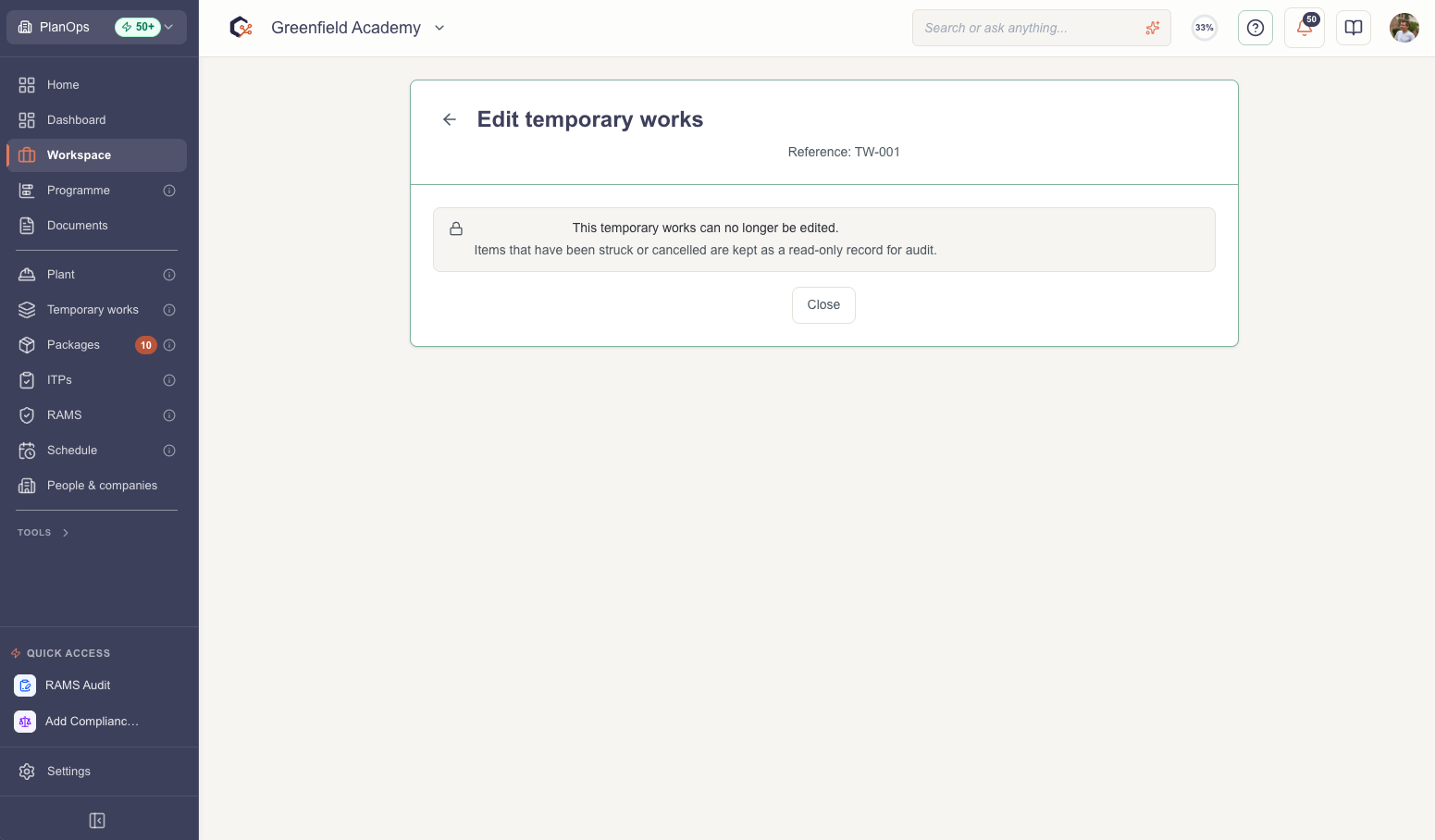 Review status and edit permissions