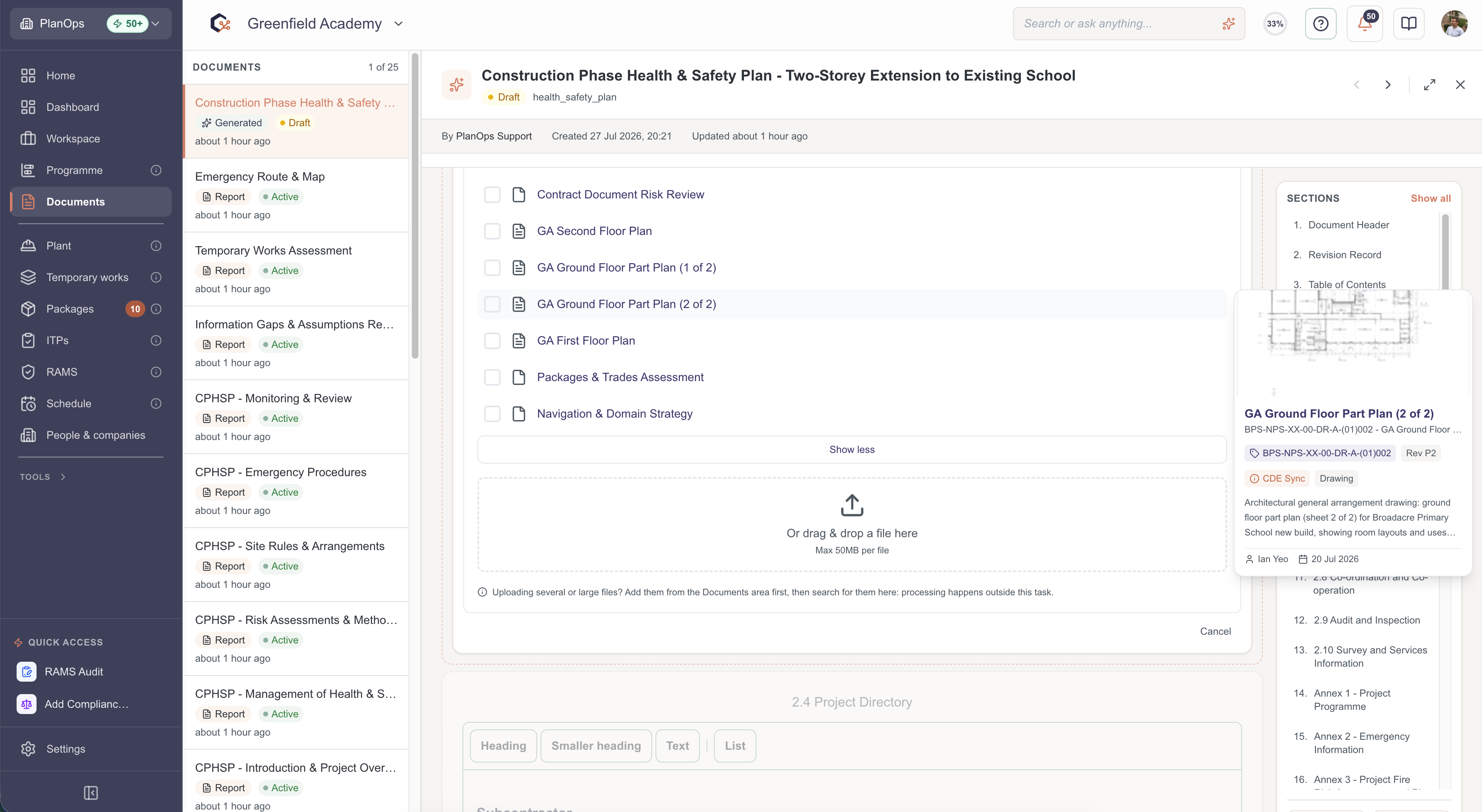 Insert supporting documents with the picker
