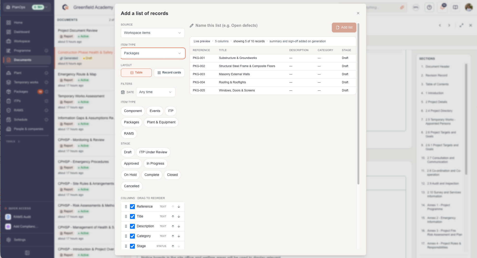 Add and configure registers - RAMS, Companies, packages etc