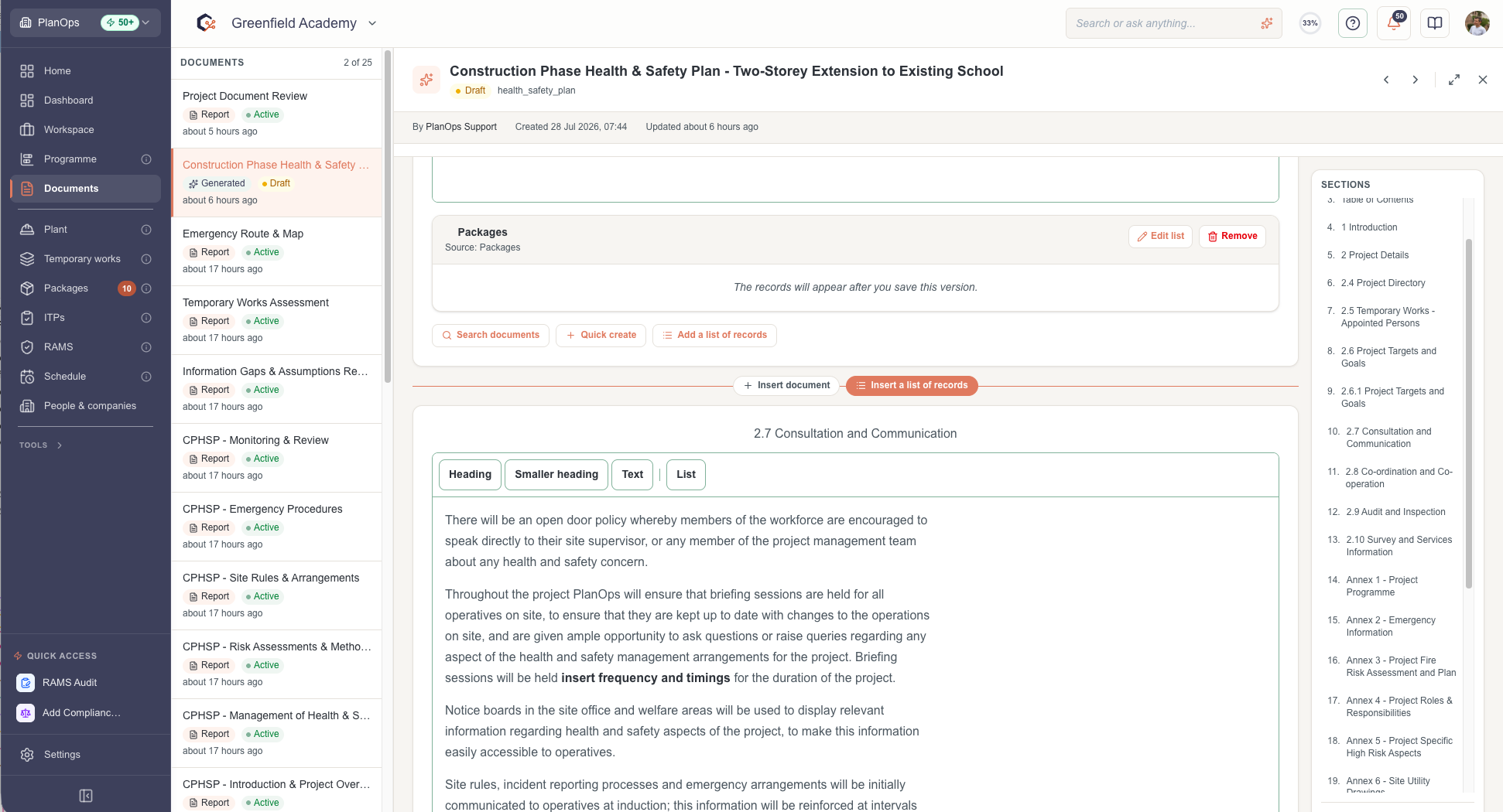 Review section blocks and existing content