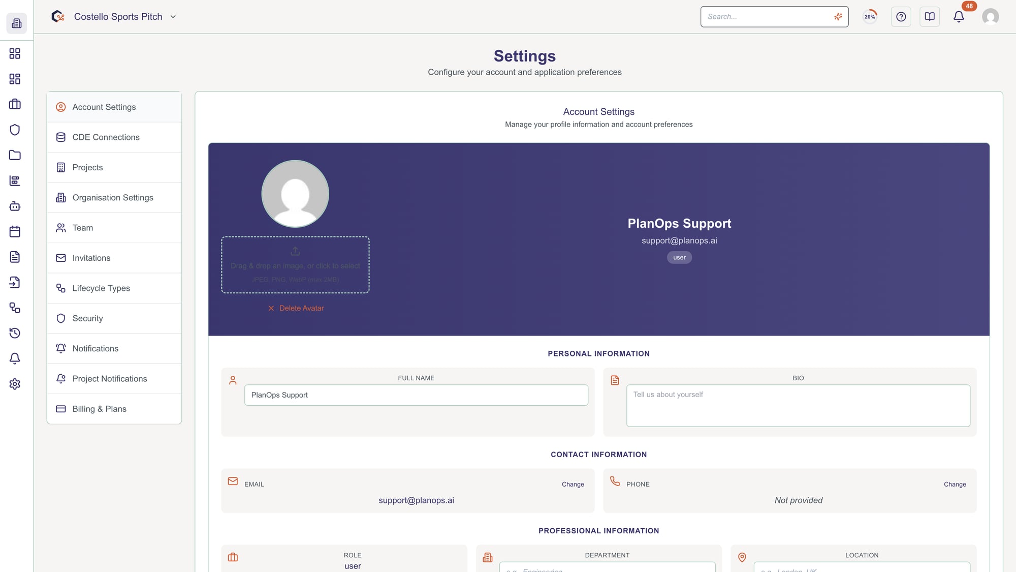 Update profile information