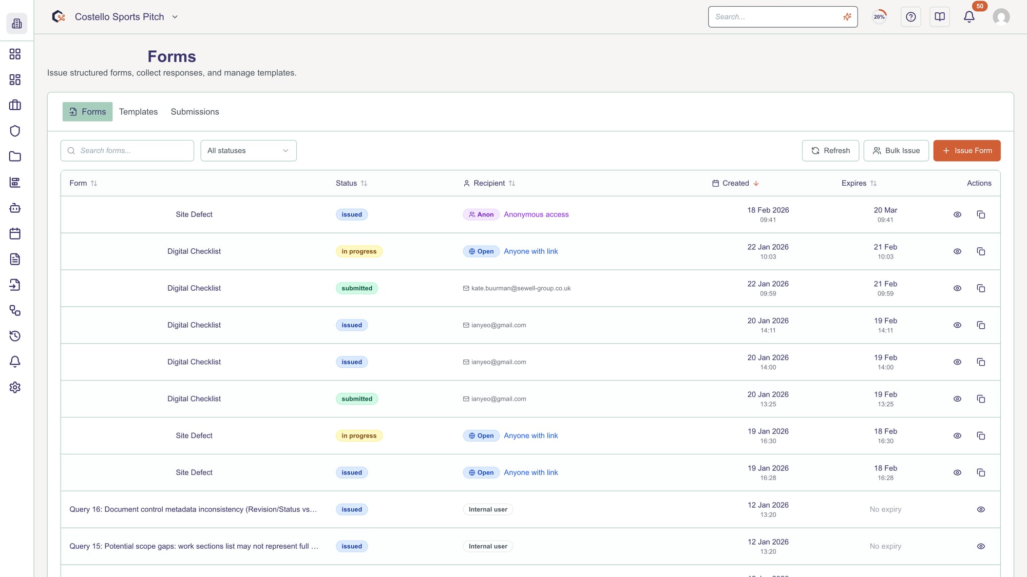 Open the Form Instances tab