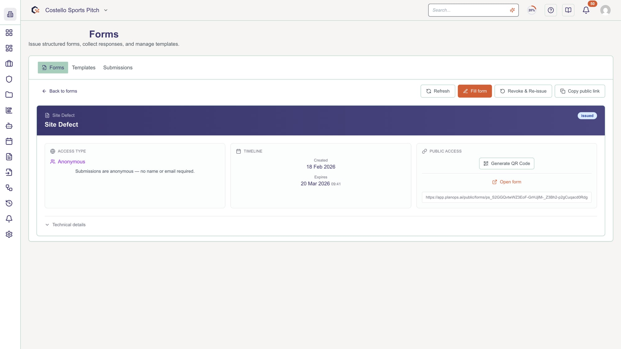 Copy a public form link