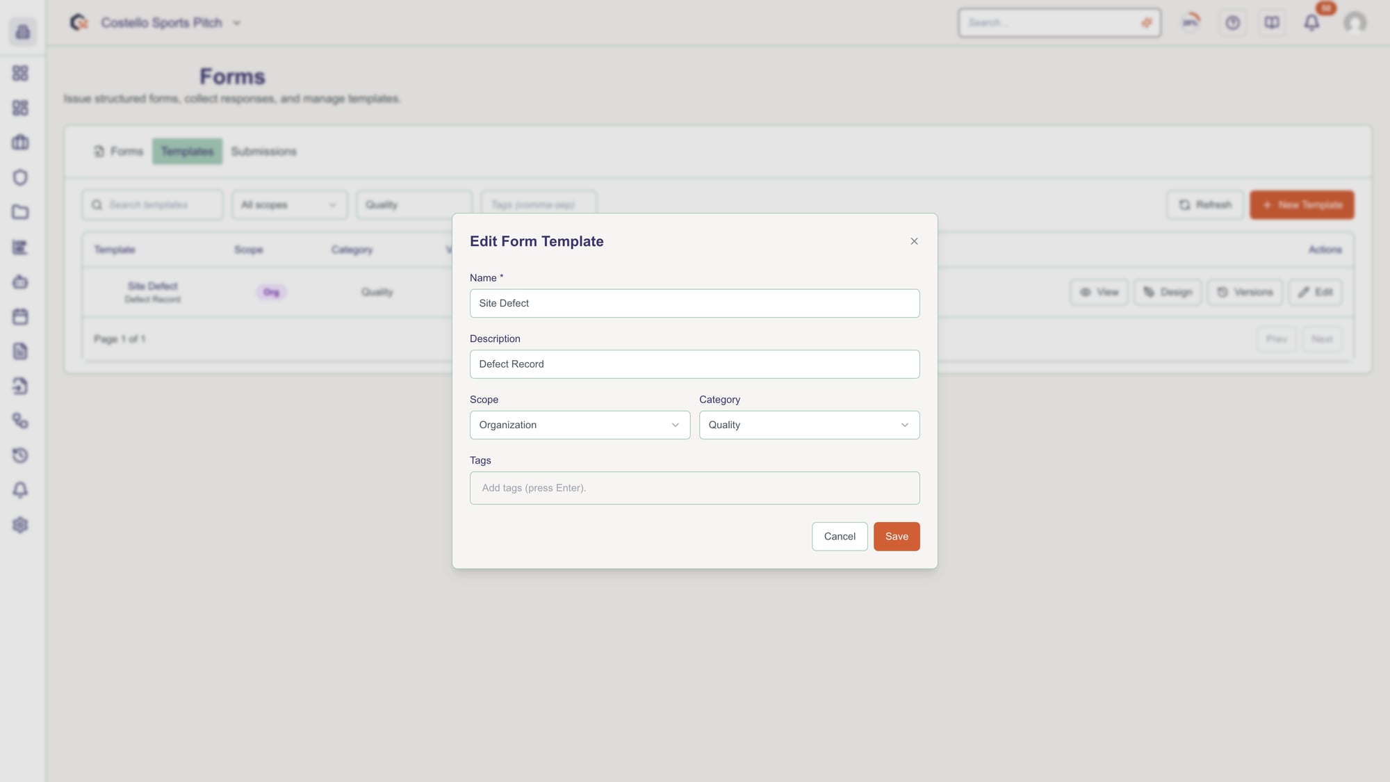 Edit an existing form template