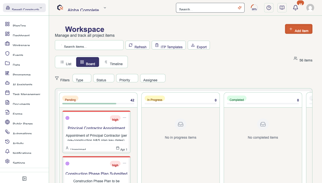 Switch between list, board and timeline views