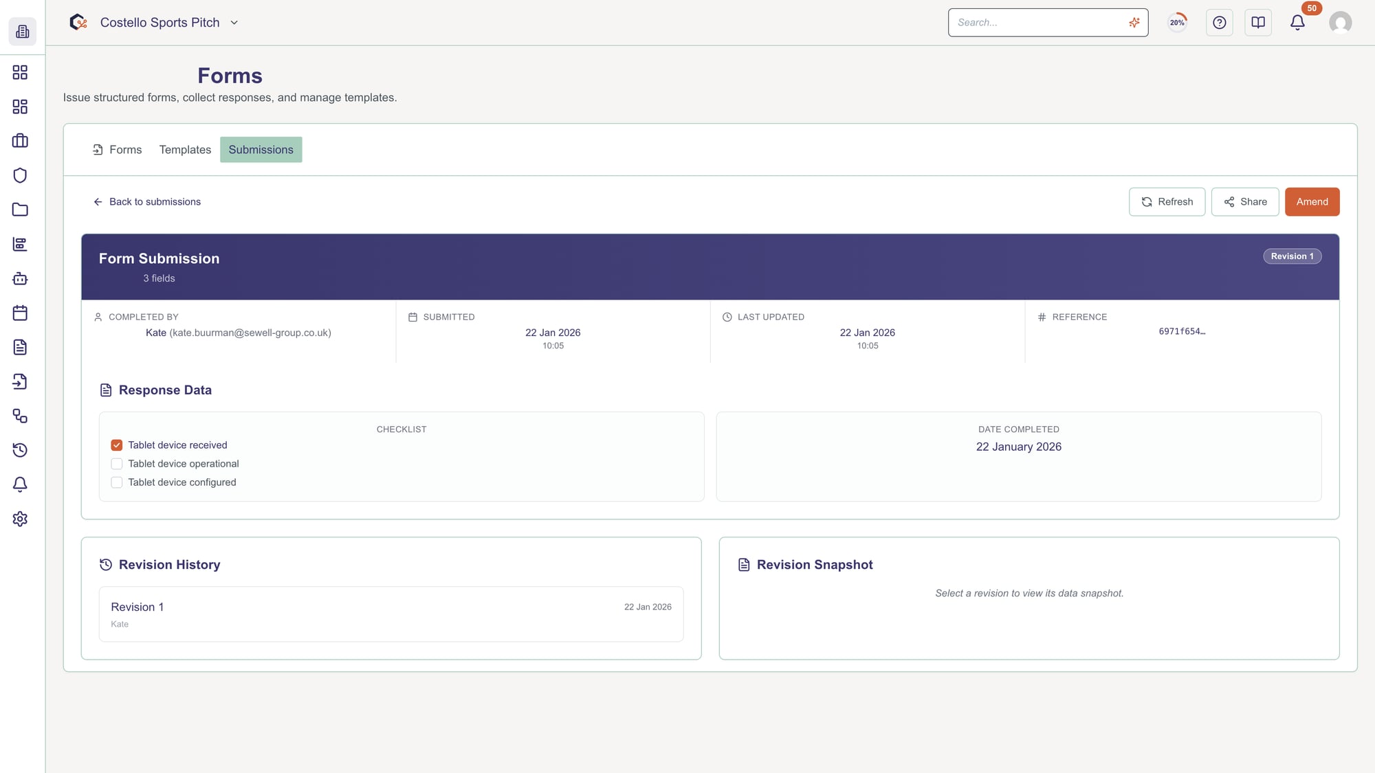 Review submission metadata