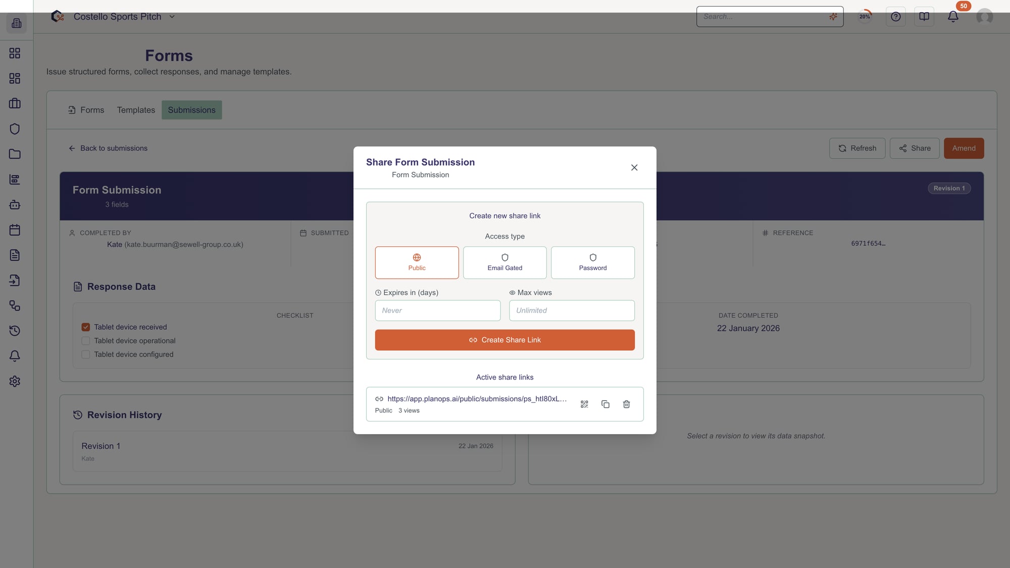 Share the submission with others